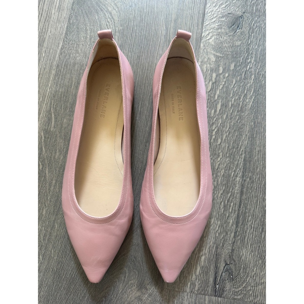 Everlane The Editor Flat 8.5 Rose Pink Italian Leather Pointed Toe Shoes EUC! - Picture 2 of 8